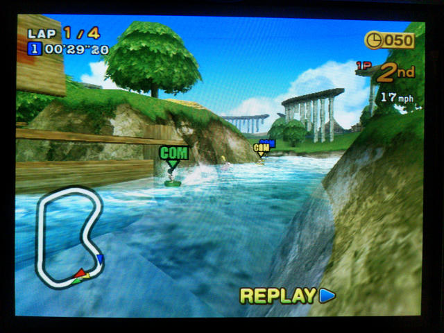 Photo of Monkey Boat from Super Monkey Ball 2 on a VGA CRT at 480p.